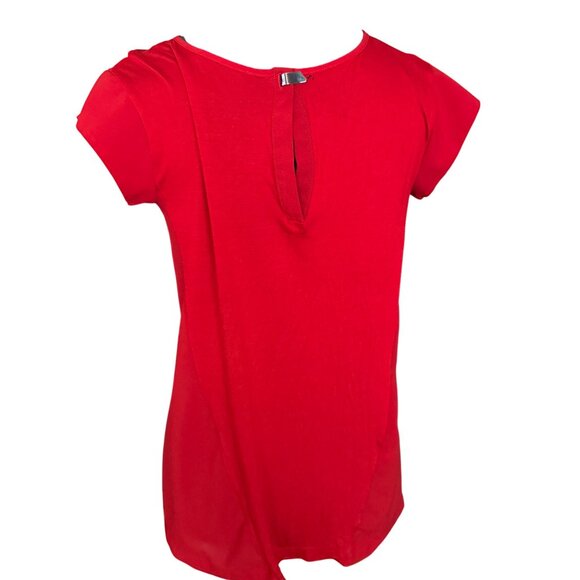Mango Womens Red Short-Sleeve Back Keyhole Top XS/S - Picture 3 of 5
